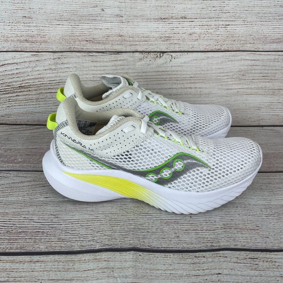 Saucony Kinvara 14 Womens Sz 6.5 Running Shoes White Slime - Picture 5 of 11